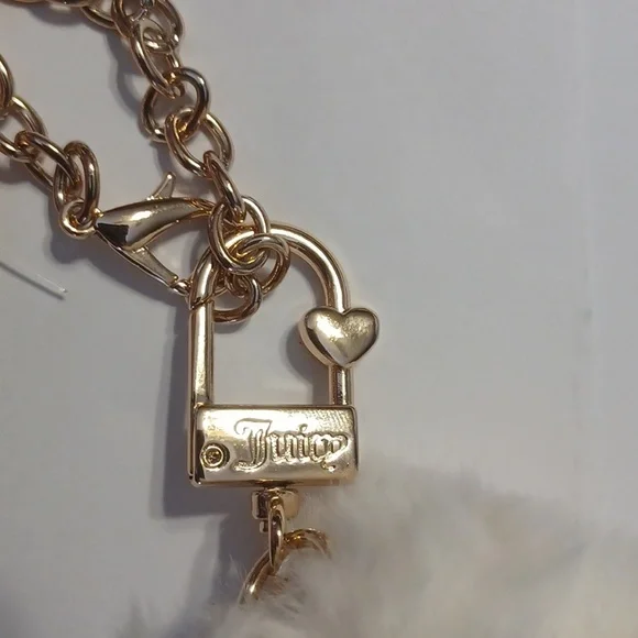 Pink & White Plush Teddy Keychain Bag Charm - Cute Heart Accent - Picture 6 of 6